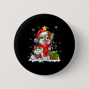 Bóton Redondo 5.08cm Papais noeis Chihuahua com Elf Cat Luzes de Natal