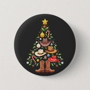 Bóton Redondo 5.08cm Papais noeis de Árvores de Natal Ocidental do Cowb