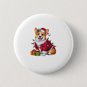 Bóton Redondo 5.08cm Papais noeis de Iluminação do Xmas Welsh Corgi - N