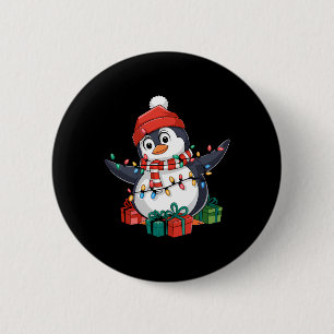 Bóton Redondo 5.08cm Papais noeis de pinguim acende o Natal - Pinguim L