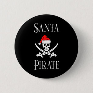 Bóton Redondo 5.08cm Papais noeis Pirata Caveira Espadas de Natal Barco