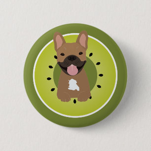 Bóton Redondo 5.08cm Papel de Fruta Kiwi de Bulldog Francês