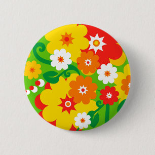 Bóton Redondo 5.08cm Papel de parede de alimentação da Flor Engraçado