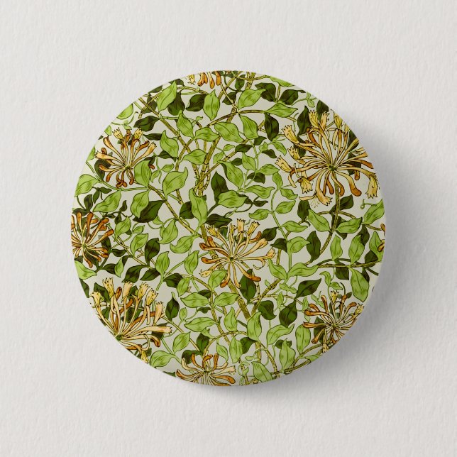 Bóton Redondo 5.08cm Papel de Parede Floral Honeysuckle de William Morr (Frente)