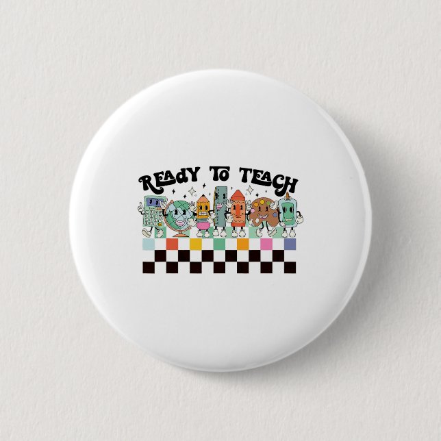 Bóton Redondo 5.08cm Para Aprender A Vida De Professora Retro Em Groovy (Frente)