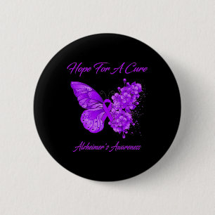 Bóton Redondo 5.08cm Para o Cure Purple Butterfly Alzheimerheimer Brain