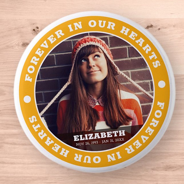 Bóton Redondo 5.08cm Para sempre em nossos corações Foto personalizada  (Criador carregado)