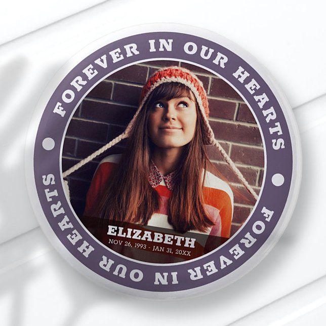 Bóton Redondo 5.08cm Para sempre em nossos corações Foto personalizada  (Criador carregado)