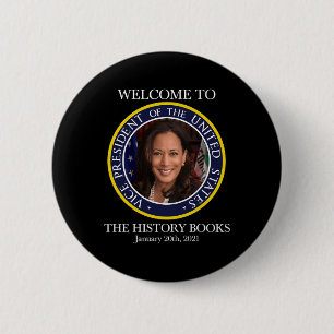 Bóton Redondo 5.08cm Para The History Books Kamala Harris 2021 Usa V.p.