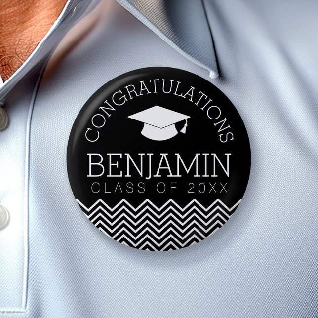 Bóton Redondo 5.08cm Parabéns A graduação do Formando PODE EDITAR COR (Custom Graduation Button)