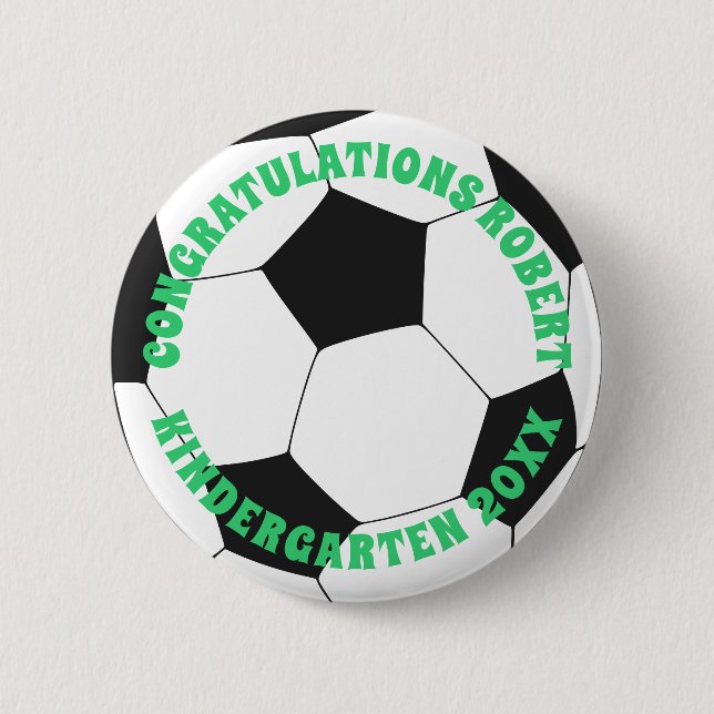 Bóton Redondo 5.08cm Parabéns do jardim de infância do formando Futebol (Frente)