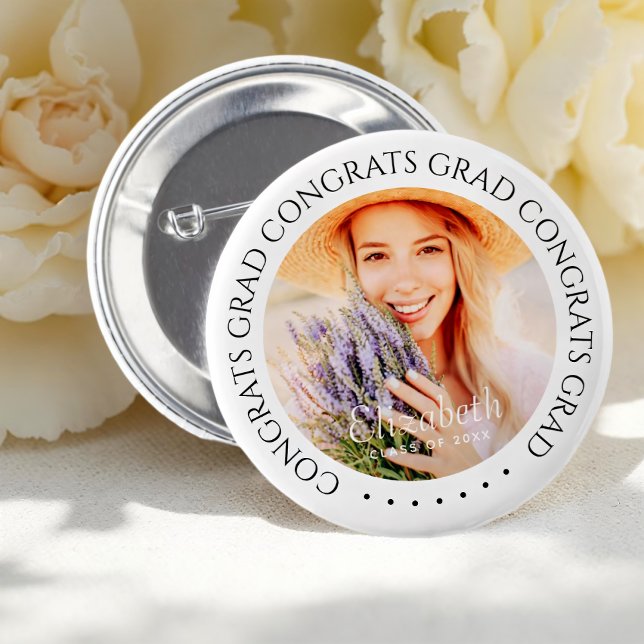 Bóton Redondo 5.08cm Parabéns Formando Foto Personalizada Moderna Simpl (Criador carregado)