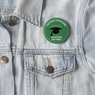 Bóton Redondo 5.08cm Parabéns Graduado! Grau de Mestre personalizado 