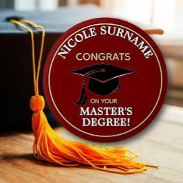 Bóton Redondo 5.08cm Parabéns Graduado! Grau personalizado de Mestrado 