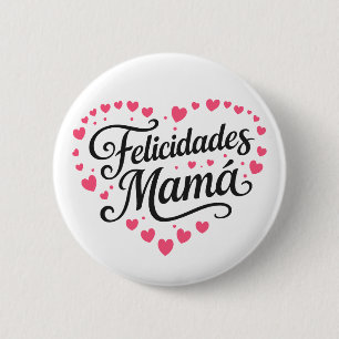 Bóton Redondo 5.08cm Parabéns Mamãe Feliz Dia das Mães Caligrafia