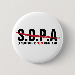 Bóton Redondo 5.08cm Parada SOPA - A censura é Lame de SOPAKING
