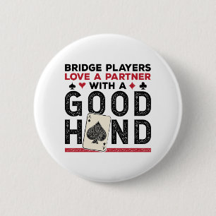 Bóton Redondo 5.08cm Parceiro Funny Bridge Player Boa Mão