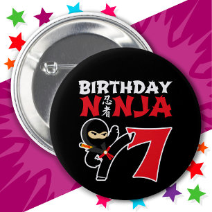 Bóton Redondo 5.08cm Parceiros Karate Ninja, 7 anos, 7 Aniversário