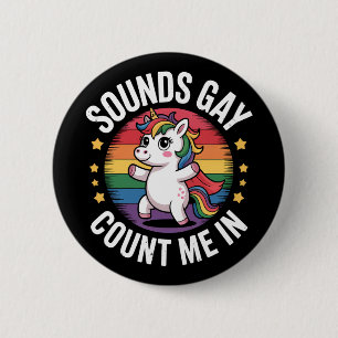 Bóton Redondo 5.08cm Parece Gay Me Inclua Arco-Íris Unicórnio Orgulho L