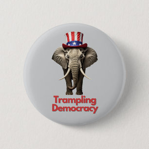Bóton Redondo 5.08cm Partido Republicano Elefante Atropelando Democraci