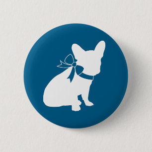 Bóton Redondo 5.08cm Partido Tema Francês Buldogue - Azul Chá de fral