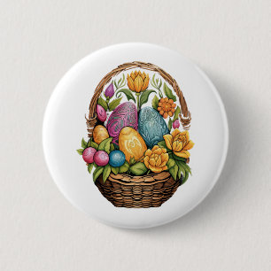Bóton Redondo 5.08cm Páscoa Dia da Páscoa Cesta de Ovos Mandala Art Egg