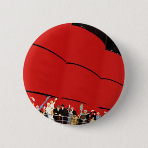 Bóton Redondo 5.08cm Passageiros Vintage de cruzeiros acenando tchau