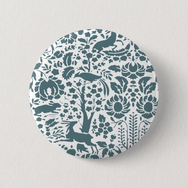 Bóton Redondo 5.08cm Pássaro, cervo, padrão de pessoas de árvores (Frente)