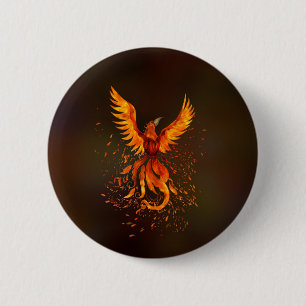 Bóton Redondo 5.08cm Pássaro Phoenix Ascensão