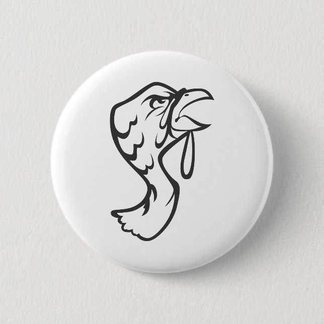 Bóton Redondo 5.08cm Pássaro selvagem de Turquia em preto e branco (Frente)