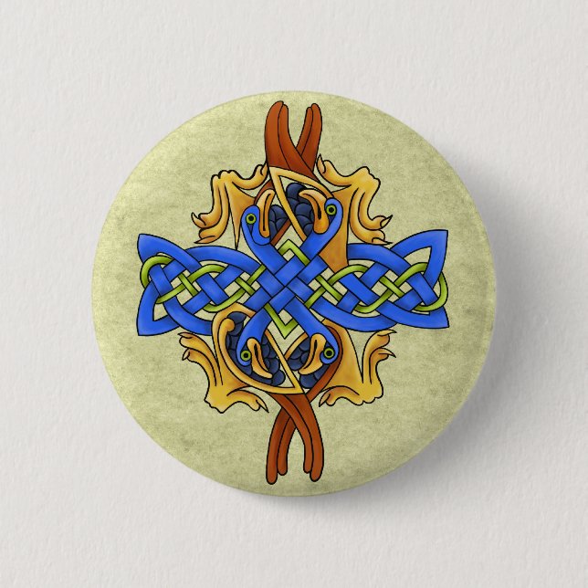 Bóton Redondo 5.08cm Pássaros celtas (Frente)