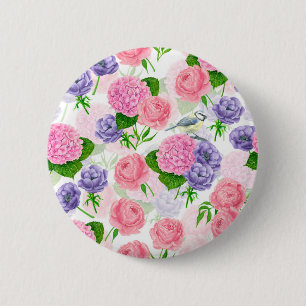 Bóton Redondo 5.08cm Pássaros e flores