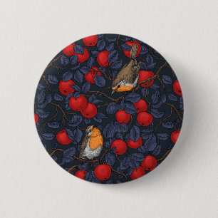 Bóton Redondo 5.08cm Pássaros na macieira/azul e vermelho