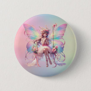 Bóton Redondo 5.08cm Pastel Ballerina Fairy Princess Girls