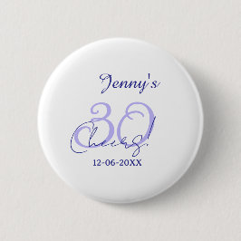 Bóton Redondo 5.08cm Pastel cheers 30th birthday purple elegant name da