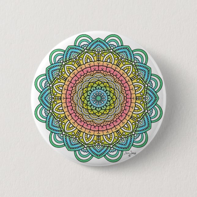 Bóton Redondo 5.08cm Pastel Defleur Mandala (Frente)
