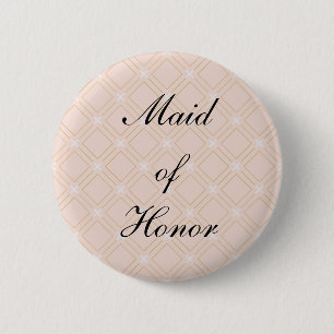 Bóton Redondo 5.08cm Pastel Peach e Dourada Geometria Feita de Honra