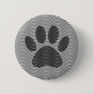 Bóton Redondo 5.08cm Pata De Cães Impressa Em Ondas Pretas E Brancas