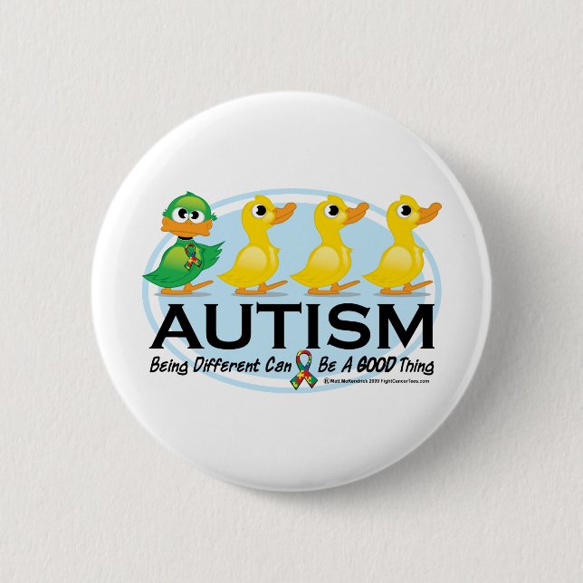 Bóton Redondo 5.08cm Patinho feio do autismo (Frente)