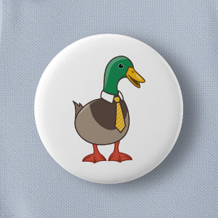 Bóton Redondo 5.08cm Pato Mallard de Desenho Animado Fofo com Gravata