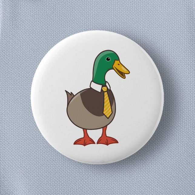 Bóton Redondo 5.08cm Pato Mallard de Desenho Animado Fofo com Gravata (Criador carregado)