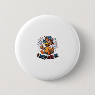 Bóton Redondo 5.08cm Pato Patriótico Firequacker Design de Camisa Vinta
