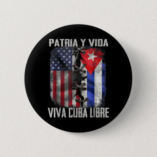 Bóton Redondo 5.08cm Pátria E Vida Cuba Livre Viva Patriótico Retro EUA