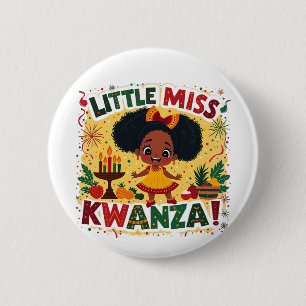 Bóton Redondo 5.08cm Patrimônio Afro Americano Kwanaz da Menina Kwanza