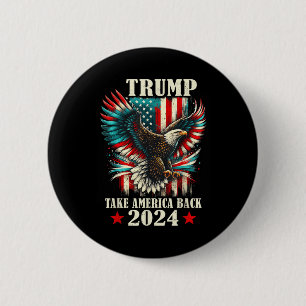 Bóton Redondo 5.08cm Patriotic Eagle Usa Flag Trump 2024 Take America B