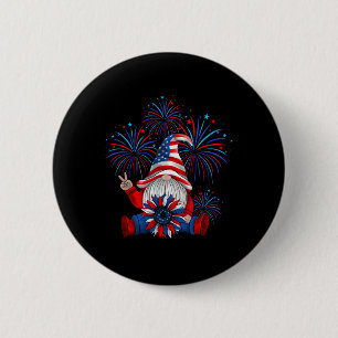 Bóton Redondo 5.08cm Patriótico Americano Gnome Usa Independência Dia 4