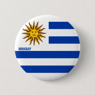 Bóton Redondo 5.08cm Patriótico de encantamento da bandeira do Uruguai
