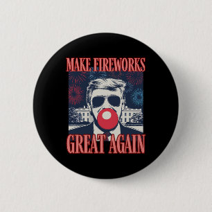 Bóton Redondo 5.08cm Patriótico Trump Faça Fogos de Artifício Grandes N