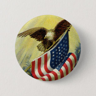 Bóton Redondo 5.08cm Patriotismo do vintage, bandeira americana