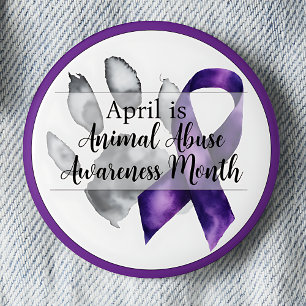 Bóton Redondo 5.08cm Paw Imprime abril animal Abuso Mês de Consciência